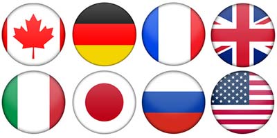 Flaggen Set G7 plus russland