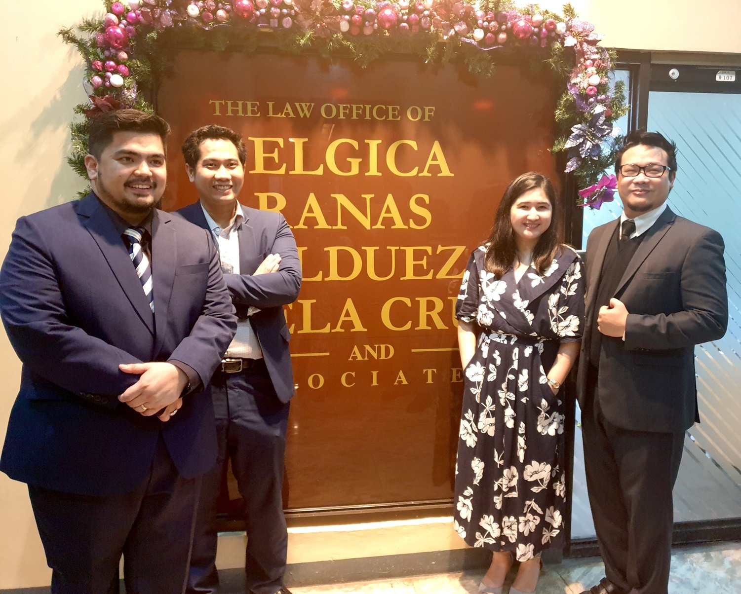 At the law office with the other founding partners of the firm - Atty. Jeremiah Belgica, Atty. Melchor Aranas and Atty. Eric Dela Cruz