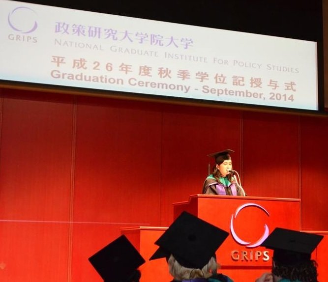 Delivering the valedictory speech for GRIPS class of 2013-2014